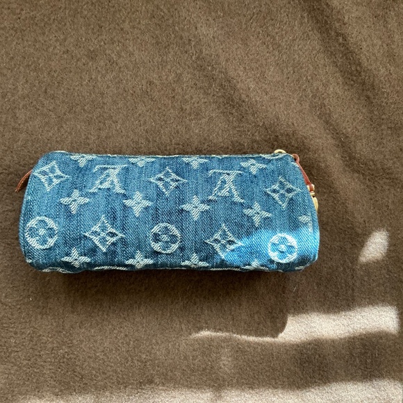 Louis Vuitton Monogram Denim Speedy GM Pochette Case (Cosmetic/Pen Case) RARE - Picture 3 of 12